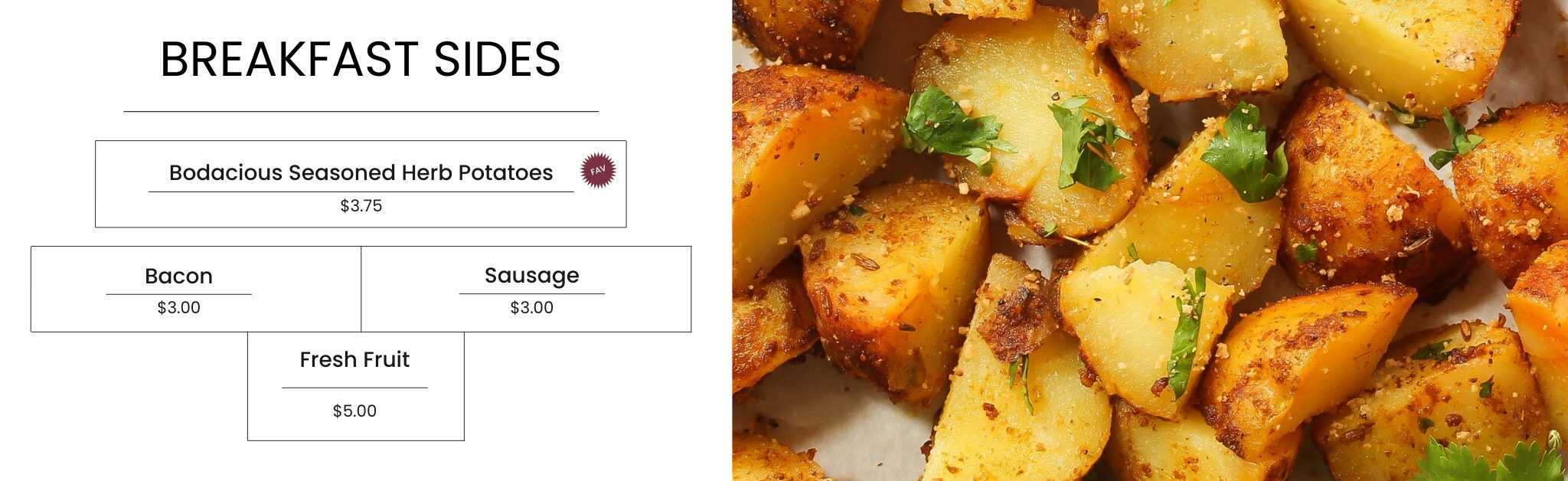 Golden roasted seasoned herb potatoes with fresh herbs and crispy edges, served as a delicious breakfast side dish.