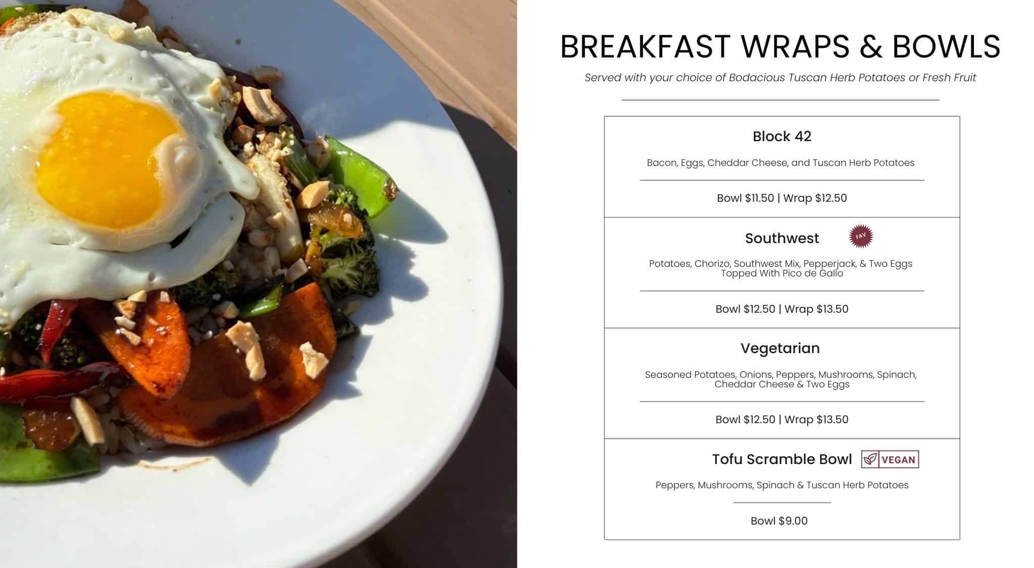 Fresh breakfast bowl featuring eggs, vegetables, and herbs, served with a side of toast. Delicious, nutritious, and perfect for a healthy start to the day at Bodacious Shops.
